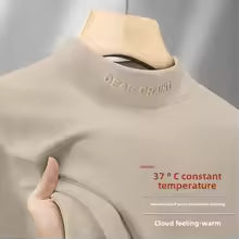 Autumn/Winter Solid Color Long Sleeve T-shirts Versatile Half Polo/Turtle Neck Warm Base Layer Top For Middle-Aged Men