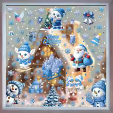 Decor Santa Claus Stickers Blue Snowman Window Decorations Glass Static Stickers Christmas Decorations Snowflake Window Stickers