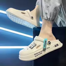 Men's Summer Thick Bottom Anti-slip Breathable Outdoor Casual Beach Sandals Comfortable Sensation Clog Shoes PVC Material