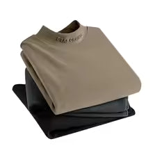 Autumn/Winter Solid Color Long Sleeve T-shirts Versatile Half Polo/Turtle Neck Warm Base Layer Top For Middle-Aged Men