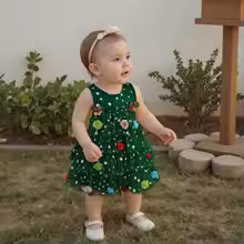 FOCUSNORM 2 Colors Christmas Kids Girls Layered Dress 1-6Y Sleeveless Shiny Stars Lace Tulle Costume Sundress with Bells